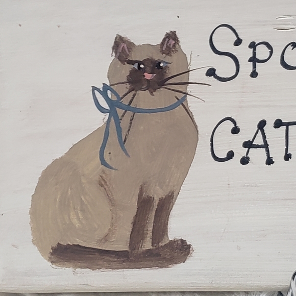 Kitty Cat Hanging Wall Decor Painted Wood - Picture 3 of 7